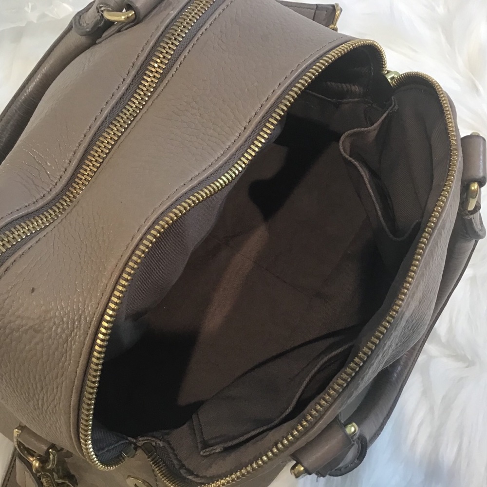 J CREW PEBBLED LEATHER MED SATCHEL TAUPE - Picture 10 of 11